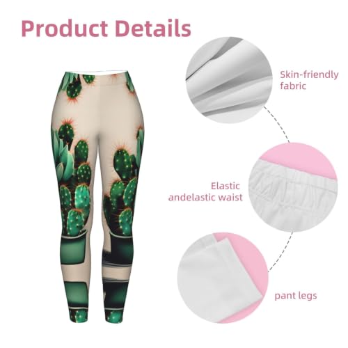 Leggings de compresión para mujer con estampado de cactus y tacto suave 6