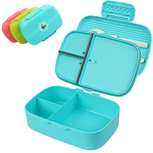 WELTRXE Bentobox, 3 Fächer Lunchbox mit Deckel Auslaufsicher und Spülmaschinenfest, Dichte Brotdose für Kinder und Erwachsene, 720ml BPA-Frei Super für Fitness und Diät Mikrowellengeeignet Blau Cover
