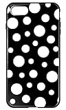 [IPHONE8] ケース 背面ガラスケース 角丸（ラウンド型） ブラック デザイン ドット柄 水玉 人気 かわいい おしゃれ 3010-A. DotBlack アイフォン8 ケース 背面カバー TPUバンパー 衝撃吸収 9H硬度 ハイブリッドケース 印刷 オシャレ プリント スマホカバー スマホケース スマートフォンケース 可愛い カワイイ