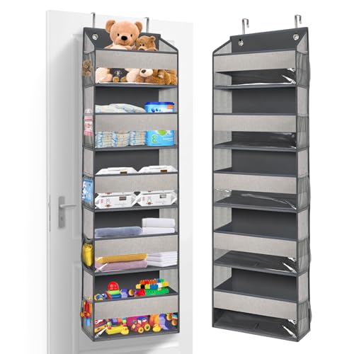 VERONLY Organizador de Puerta, Organizadores Armario Colgante con 5 Compartimentos Extra Grande, 2 Ganchos, Organizador para Colgar en La Puerta, para Dormitorio, Sala de Estar, Baño, Camping, Gris