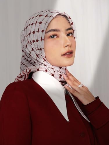 45Inch Keffiyeh Print Square Scarf Shawls for Women Muslim Islamic Chiffon Arab Headwraps Hijab Hair Sleeping Bandanas3