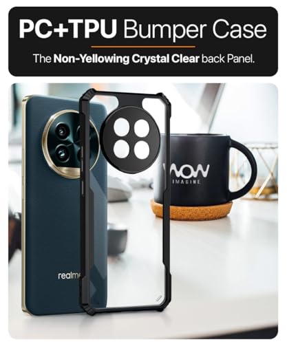 Image of WOW IMAGINE PC,TPU Shock Proof Clear Protective Back Case For Realme 13 Pro 5G|Realme 13 Pro Plus 5G-Airedge Technology|360 Degree Camera Protection|Transparent Hybrid Back Case Mobile Cover-Black