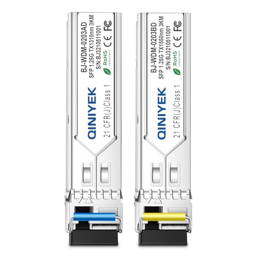 1 par de Módulos LC Simplex de 3 KM, Conector de Fibra Monomodo de 1,25G, SFP-WDM-SM 1000BASE BiDi 1310 nm/1550 NM SFP Módulo Transceptor