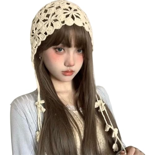 Bonnet au crochet fait main style ethnique pour femme