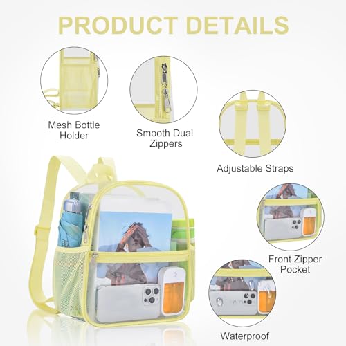 USPECLARE Clear Backpack Stadium Approved 12X11x6, Waterproof Clear Bag Stadium Backpack for Concert Work Sport Event3