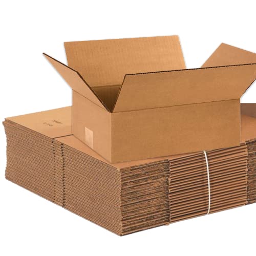 Image of BOX USA Shipping Boxes 12 inchL x 9 inchW x 4 inchH 25-Pack Flat Corrugated Cardboard Box for Packing, Moving and Storage