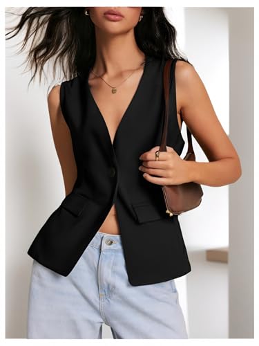 Women’s Button Front Sleeveless Vest Casual Layering Loose Fit Summer Top for Everyday Wear3
