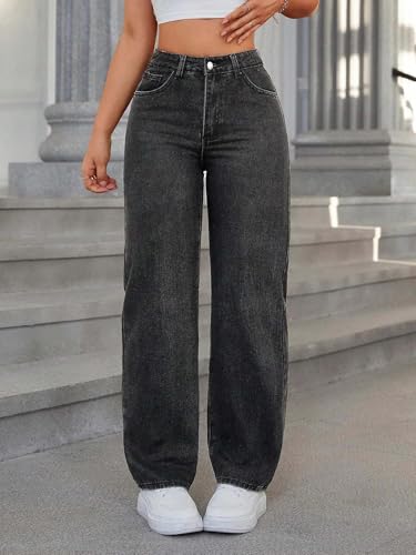 Image of KOTTY Women's High Waist Straight Fit Denim Jeans | Stretchable| Wide Leg & Regular Fit Stylish Wear