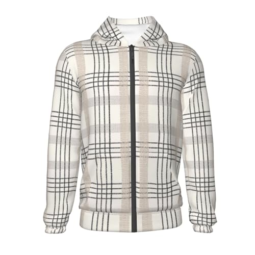 Traditional Scottish Checkered Kids Pullover Hoodies Boys Zip Up Sweatshirts Girls Athletic Clothes with Pocket2