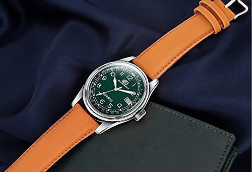 DOUBLERUN 3D Glass Date Display Dial Leather Strap Analog Watch - for Men