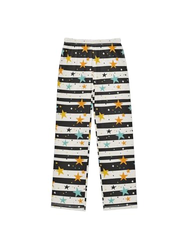 ZZKKO Yellow Blue Star Black Stripe Boys Pants for Kids Jogger Pants with Pockets S