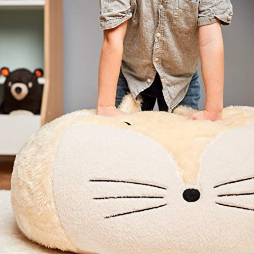 Big Joe Lux Wild Bunch Fox, Super Soft Plush Bean Bag, Cream/White - Thumbnail 2