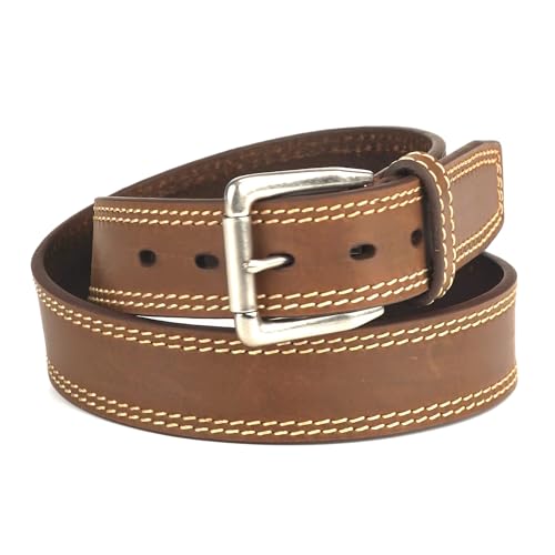 ARIAT 1 1/2" Logo Concho Double Stitch Medium Brown Belt2