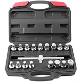 18-teiliges Ölablass-Steckschlüssel-Set, mit verschiedenen Sockelgrößen, kompatibel mit Sechskant-, Vierkant- und Dreieckschrauben, für Motorservice