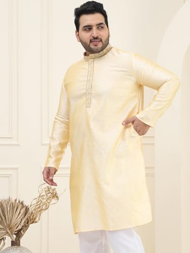 Image of SOJANYA Plus(Since 1958), Men's Silk Blend Self Design ONLY Long Kurta
