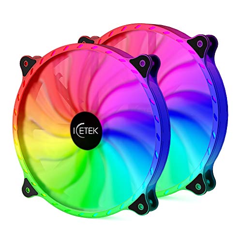 Iyoyo RGB Fans 200mm for Computer Case 366 Adjustable Color LED PC Computer