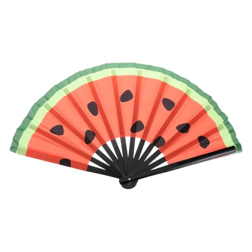 Amosfun Abanico Plegable Sandía Fluorescente Estilo Japonés Ligero Ventilador De Mano para Fiesta Decoración Hogar Regalo Original con Brillo UV