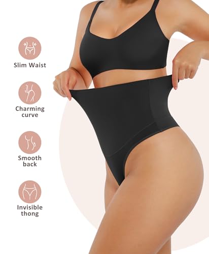 Image of FeelinGirl Thong Shapewear Tummy Control Mid Waisted Seamless Shapewear for Women Moderate Compression