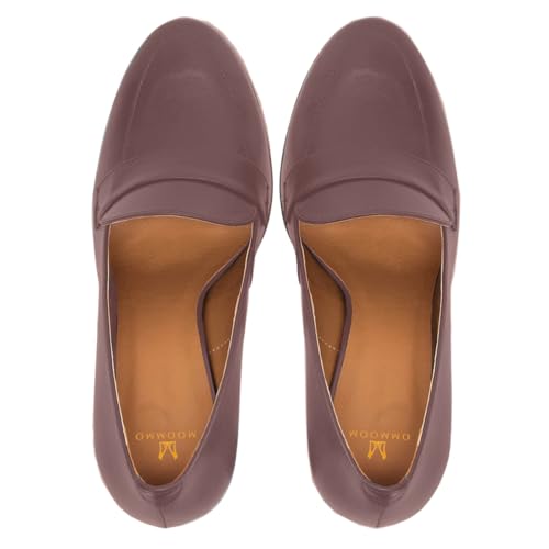 Image of MOOMMO Women Chunky Block Heel Pumps Round Closed Toe Slip On Oxford Loafers Shoes High Heels Snakeskin Work Pump Suede Loafer for Office Ladies Classic Formal Business Professional 4-13 M US