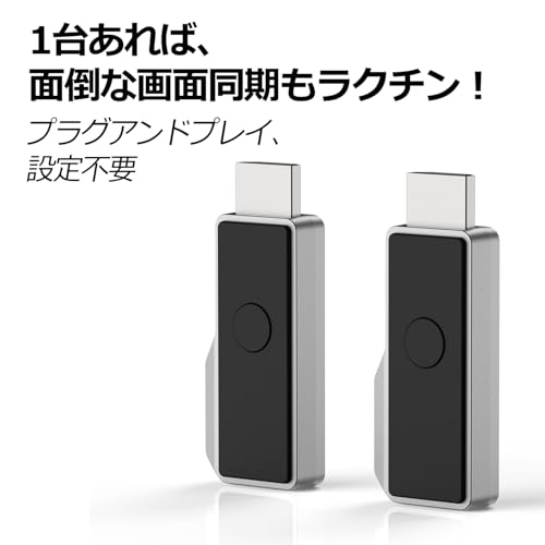 undefined HDMI 無線 ワイヤレス hdmi 送受信機セット 0.03s超低遅延「50m安定転送/1080P/5G+2.4G/日本技適認証取得」小型 挿すだけで使える2.4G/5GポータブルワイヤレスHDMIエクステンダー PCから テレビ/ノートパソコン/プロジェクター/ディスプレイへの映像/音声の送信可能【日本技適認証取得WiFi不要 音画同期 超低遅延 収納に便利 日本語取扱説明書付け の商品画像 1