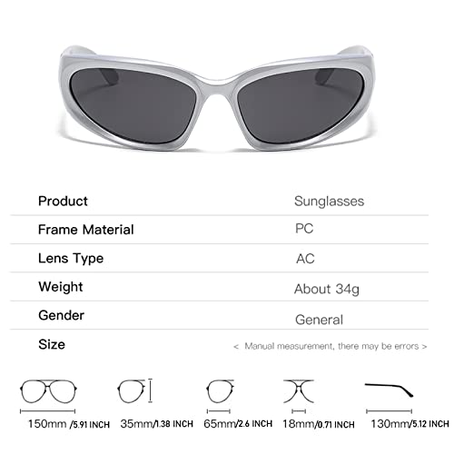 YAMEIZE Womens Sunglasses Wrap Around Cycling-Sport UV400 Protection Trendy Driving Sun Glasses for Men SilverFrameSilver - Image 3
