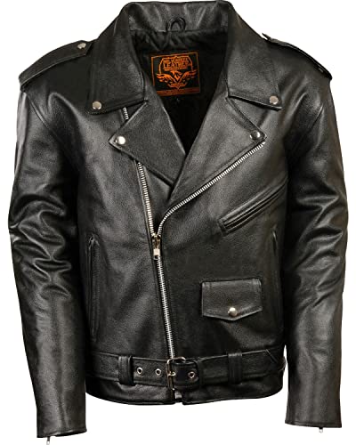 Milwaukee Leather Men's Classic Police Style M/C Jacket - LKM1781 Black (Medium)
