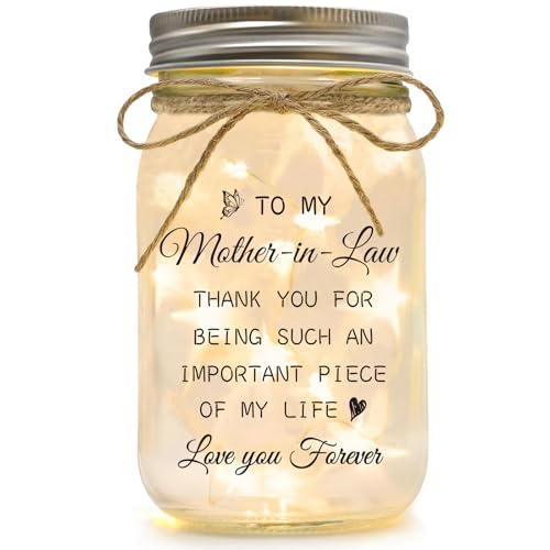 Product Image of the Luckyyds Mother in Law Gift, Mason Jar Night Lights - Best Mothers Day Birthday Christmas Gift for Mother in Law, Mother of The Groom Gifts