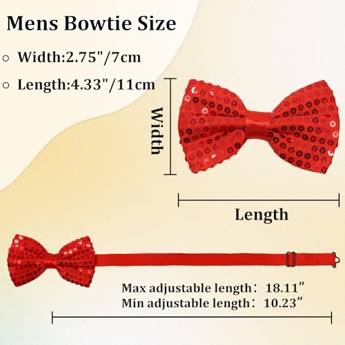 Image of Sequin Bow Ties for Men, Sparkling Mens Bow Tie for Prom Recital | 4.33 inch x 2.75 inch, Pre-tied Men's Bow Tie, Adjustable Strap, Shiny Sequin Surface, Assorted Versatile Hues, for Festival Party