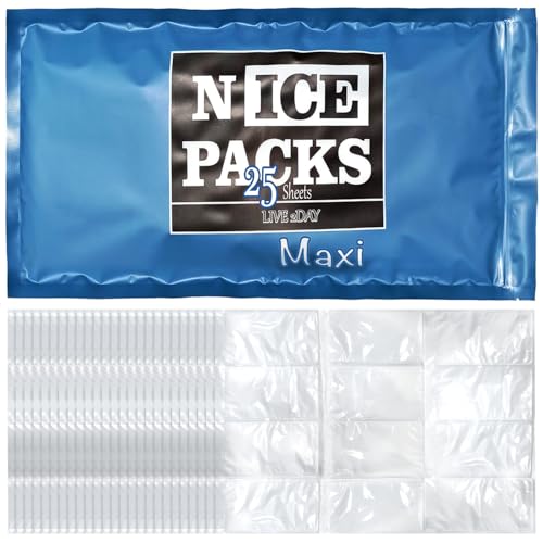 Image of Nice Packs Reusable Dry Ice Packs for Cooler & Lunch Boxes, 300 Cells | 25 Large Long Lasting Flat Ice Pack Sheets - Flexible Freezer Packs for Shipping Frozen Food, Ice Blankets for Food