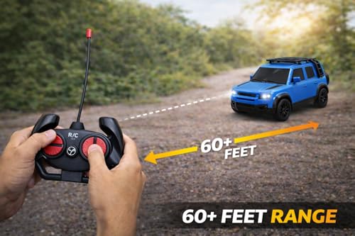 Image of TEC TAVAKKAL Remote Control Car for Kids & Adults, 50 Km /h High Speed RC Car with LED Headlights, 60+ Feet Range, Type-C Rechargeable Off-Road SUV Toy Car, 4 Direction Control (Blue)