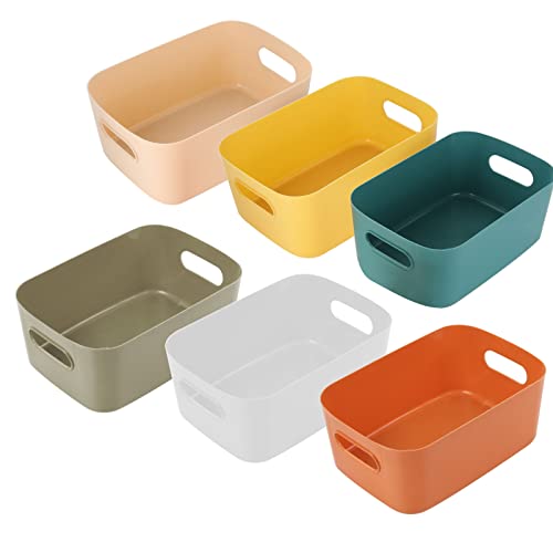 ASelected 6 Stück Aufbewahrungsbox, Aufbewahrungskorb Kunststoff, Aufbewahrungsboxen, Mehrere Farben, Aufbewahrungskörbe, 24 x 16 x 9 CM, Aufbewahrungsboxen für Küche, Schrank, Büro