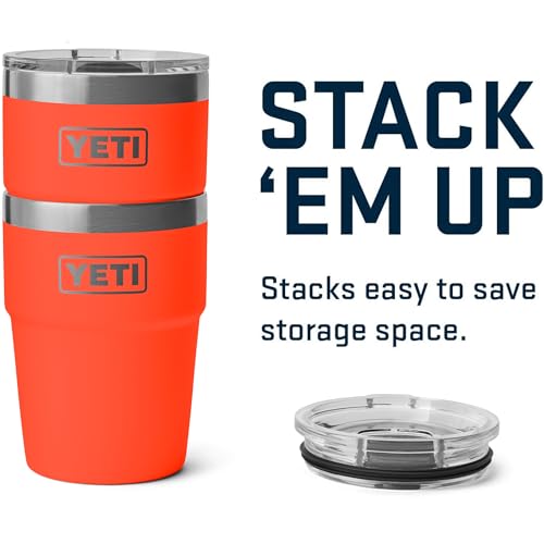 Image of YETI Rambler 16 oz Stackable Tumbler, Vacuum Insulated, Stainless Steel with MagSlider Lid, Solar Flare