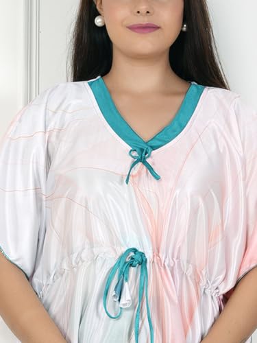 Image of Women's Printed Satin Blend Kaftan Nighty /Nightgown /Nightwear /Maxi WSR-185