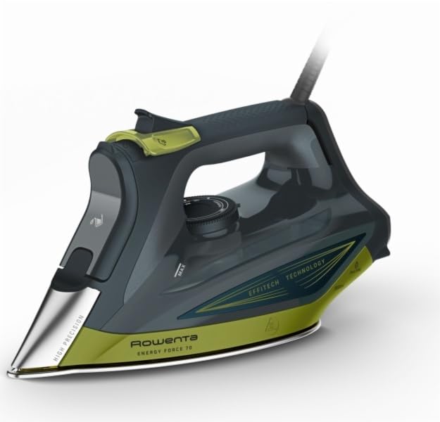 Rowenta Energy Force 70 Potente plancha de vapor de 200 g/min Ahorro de energía hasta un 50% de planchado vertical con tanque grande y punta de precisión DW7731