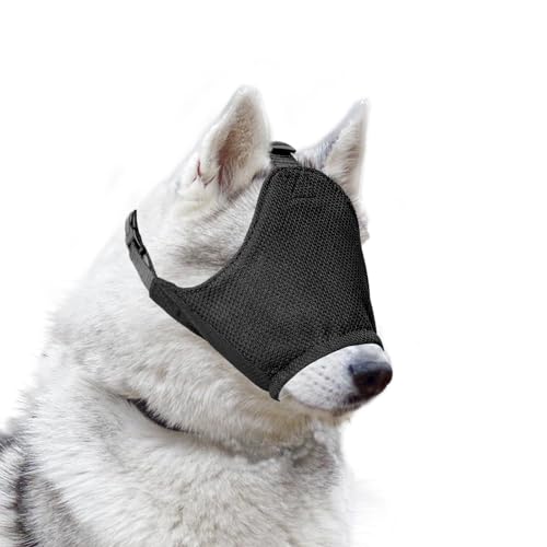 OHCOZZY Dog Calming Cap, Soft Dog Eye Mask Adjustable Mouth Pet Mask Muzzle for Grooming Anti Car Sickness(L,Black) by OHCOZZY - Used condition - US$13.83