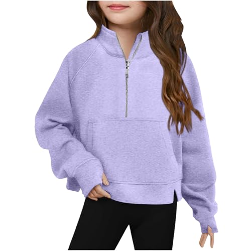 RKSTN Kids Half Zip Up Sweatshirts with Front Pockets High Neck Sweatshirt Spring Fall Pullover Coats for Girls Boys