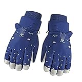 YULONGESS Fleece Skihandschuhe Thermohandschuhe Winter Warme und Weiche Handschuhe Handschuhe mit Band Kinder Einfacher Stil Handschuhe für Outdoor Skifahren Snowboard Eislauf für Jungen und Mädchen