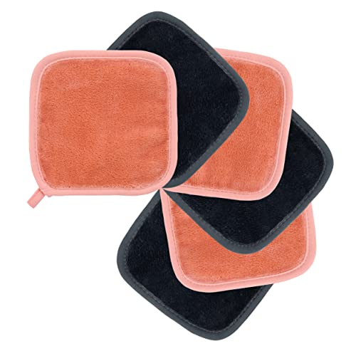 Polyte - Toalla facial desmaquillante de microfibra - Hipoalergénica y sin elementos químicos - Premium - Gris/Rosa (15 x 15 cm) Pack de 6 Cover