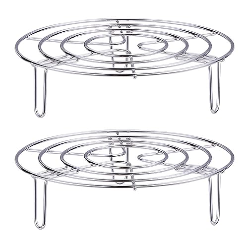 GERUI 2pcs Stainless Steel Insert Grid Cooking Stand Steamer Insert Cake Rack Round Steaming Rack, Steamer Insert for Cooking Pots Cooling Grids Cake Grids (19.5CM)