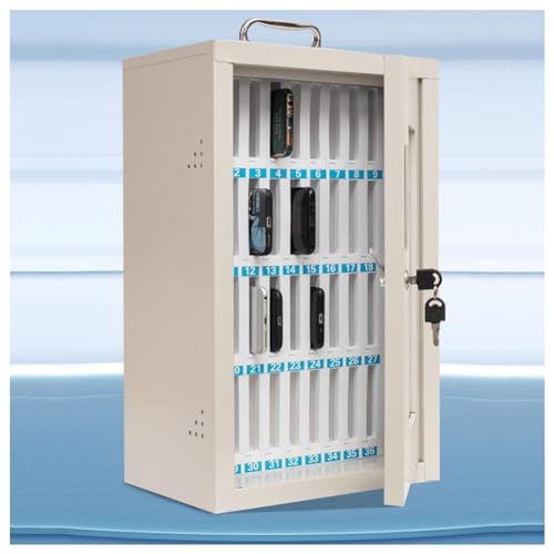 LLYANZZ Cell Phone Cabinet, All Steel Cell Phone Holder Classroom Wall-Mounted Pocket Chart Storage Cabinet Portable Cell Phone Storage Box, with A Locked (Color : White, Size : 29x21x40cm)