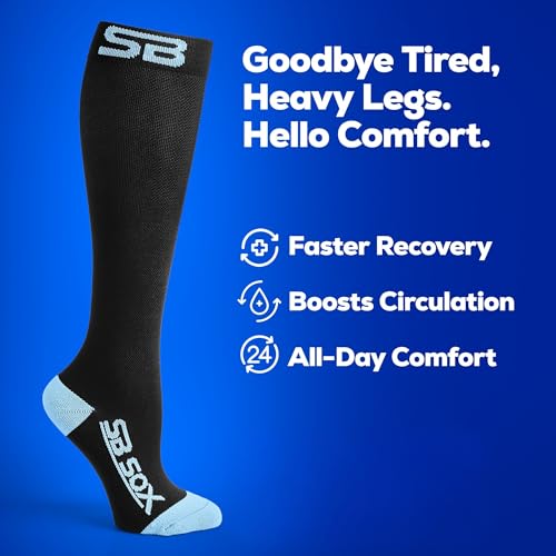 Image of SB SOX Compression Socks for Men & Women (20-30mmHg) - Best Compression Socks for Travel, Medical, Sports, Wide Calf Fit, and Daily Wear