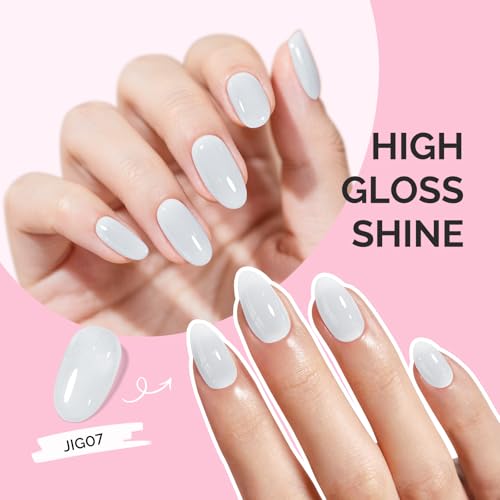 Image of MelodySusie White Gel Nail Polish, 0.5Fl.oz Jeweliver Jelly Gel Polish Translucent Nude Natural Color Soak Off UV LED Light Cure Gift Nail Art Manicure DIY at Home JIG07
