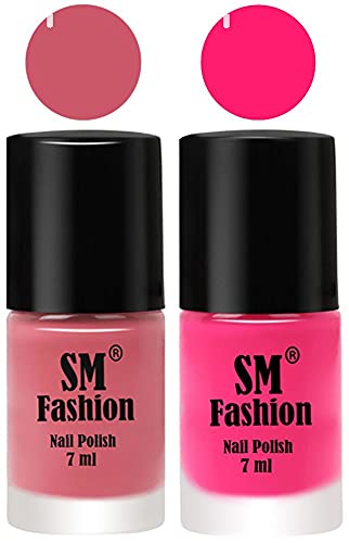 Image of Long Lasting Nail Polish | Nail Paint Combo 7 ml Each) - Set of 2 Nude Pink-Deep Pink