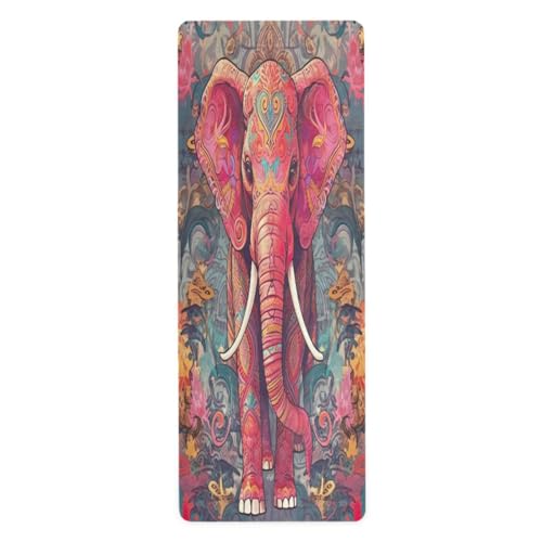 FLildon Ethnic Elephant Yoga Mat Thick Non Slip Yoga Mat Workout Mat for Men Women, Exercise & Exercise Mat for Home Gym, Yoga, Pilates, Stretching, and Floor
