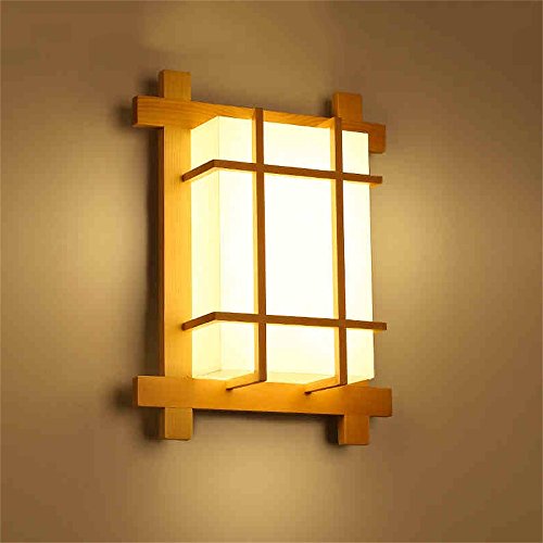 Xiuxiu Style japonais Solide En Bois Creative Applique Lampe De Chevet Chambre Salon Balcon Allée Porche En Bois Mur Lampe Petit Plafonnier