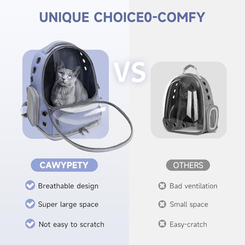 Image of Cat Backpack Carrier, Breathable Cat Carrier Large Space Bubble Pet Backpack for Kitty Small Dog up to 15lbs, Transparent & Foldable Pet Carrier for Travel Hiking (Blue)