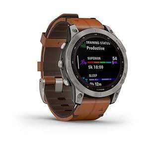 Garmin Fenix 7 Sapphire Solar Titan Lederarmband Smartwatch