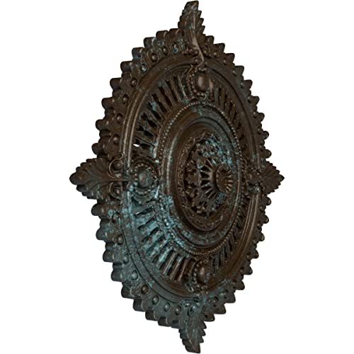Image of 29 1 /8 inchOD x 1 1 /4 inchID x 4 inchP Haylynn Ceiling Medallion (Fits Canopies up to 1 1 /4 inch), Hand-Painted Bronze Blue Patina