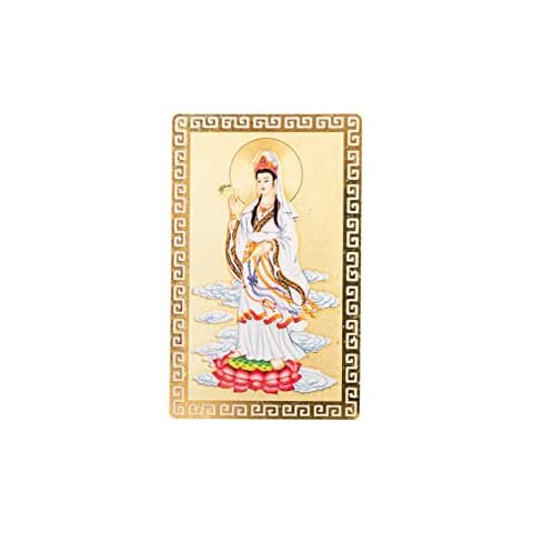 DMtse Chinese Feng Shui Amulet Card for Protection Kwan Yin Guanyin Gold Card for Good Luck Auspicious Success and Protection Cover