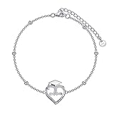 VONALA Graduation Bracelets 2025 S925 Sterling Silver Heart Bracelet Adjustable Bachelor's Hat Anklet Bracelet 2025 High School Senior College Graduation Gifts for Daughter